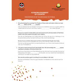 Acknowledgement of Country : Tongan