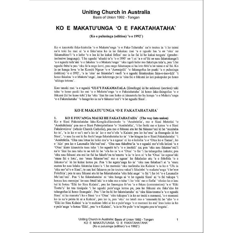 Basis of Union (Tongan)