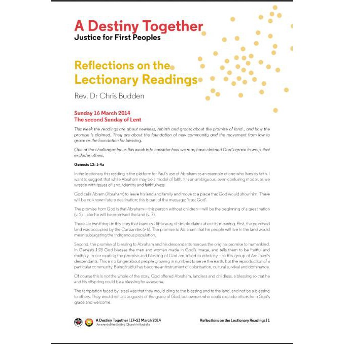 A Destiny Together : Reflections on the lectionary readings
