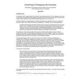 Lutheran-UCA Dialogue : Great Prayer of Thanksgiving
