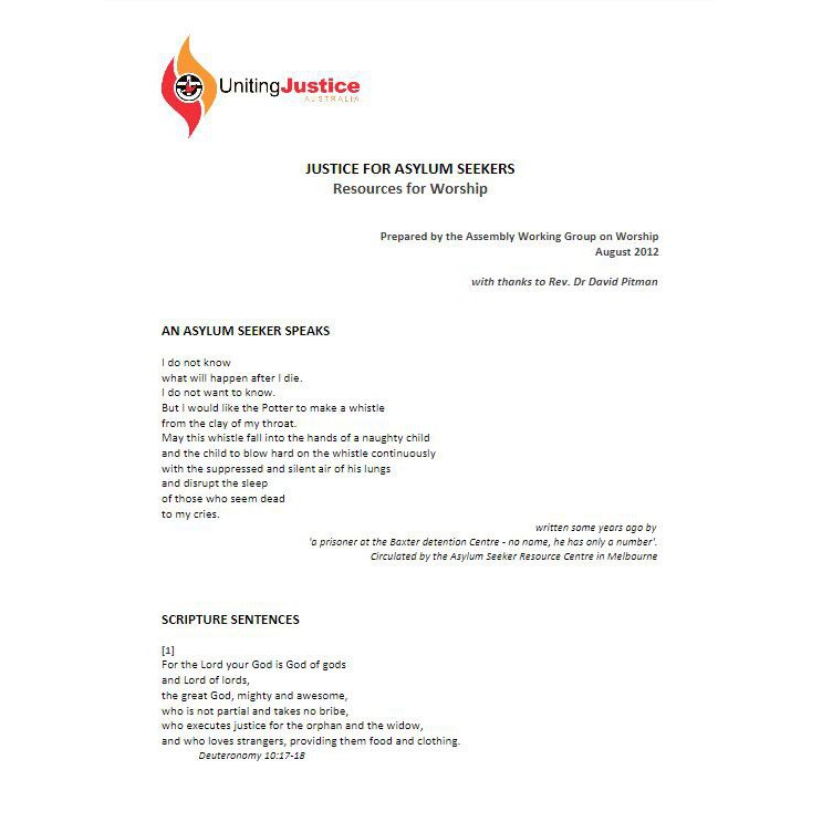 Justice for asylum seekers : resources for worship