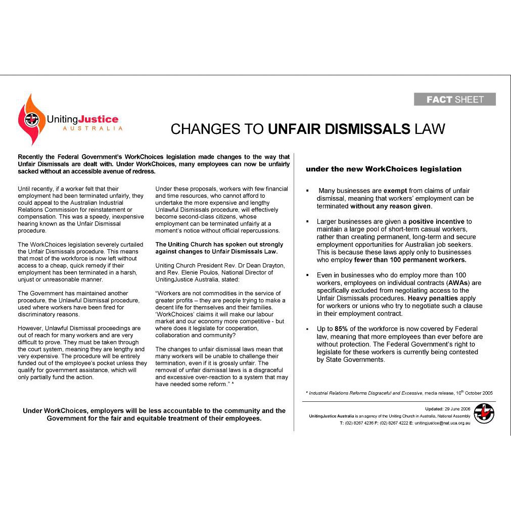 Changes to unfair dismissal law