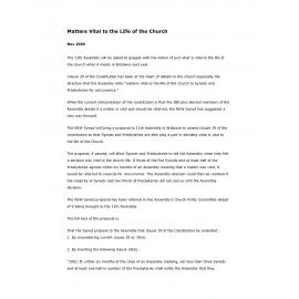 Matters vital to the life of the church