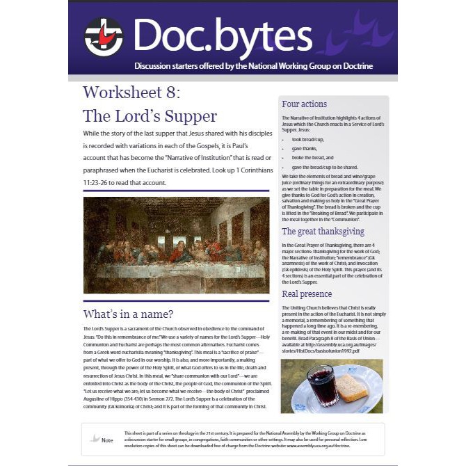Doc.bytes : Worksheet 8 : The Lord's Supper