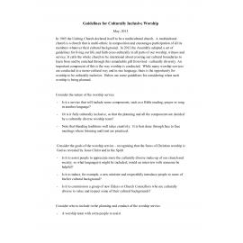 Culturally inclusive worship