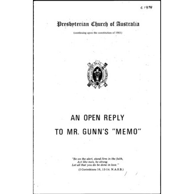 An open reply to Mr. Gunn's "memo". ca. 1974
