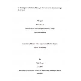 A theological reflection of land, in the context of climate change in Kiribati.