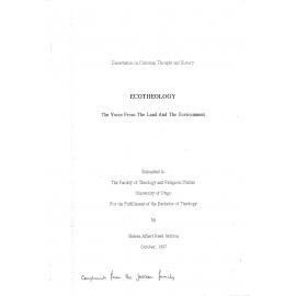 Ecotheology : the voice from the land and the environment.