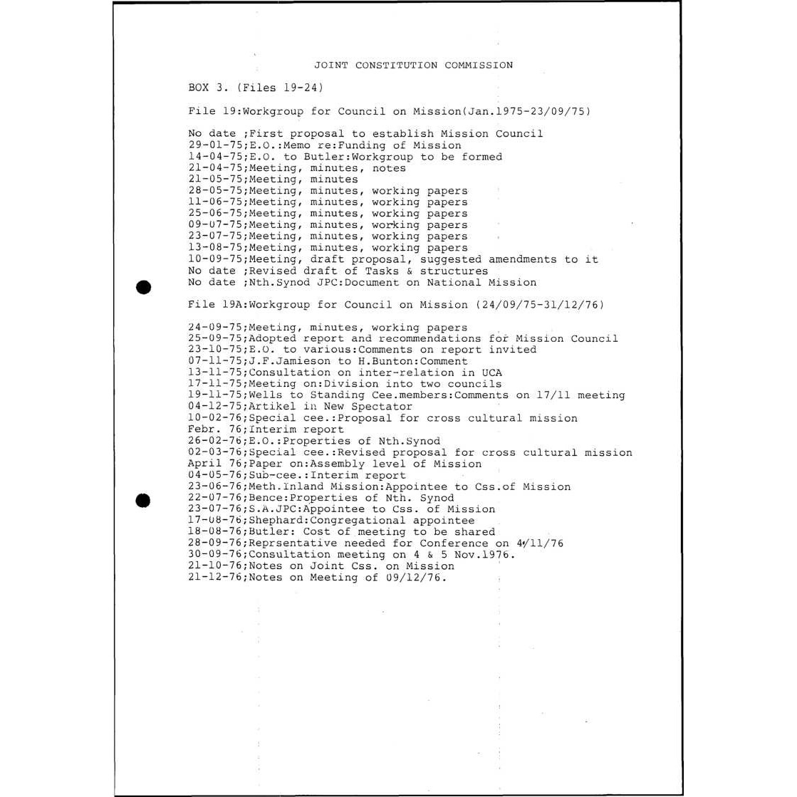 JCC Workgroup for Council on Mission