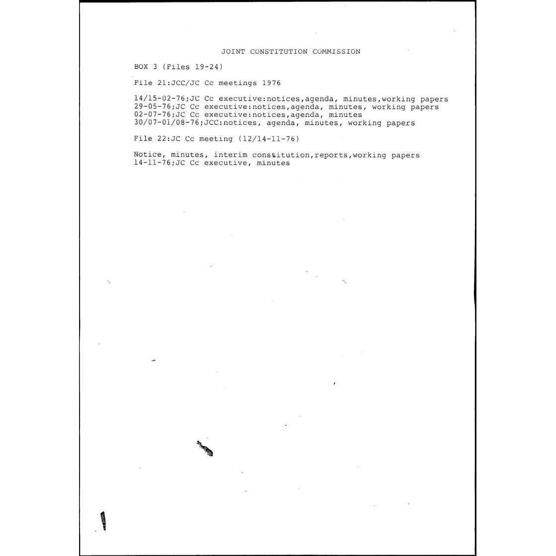 JCC / JC Cc meetings