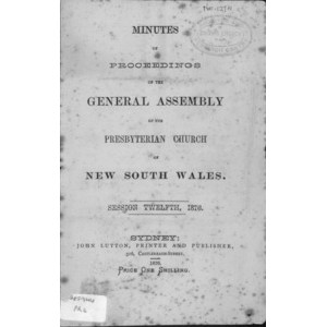 Minutes of Proceedings of the General Assembly of the Presbyterian Church of New South Wales