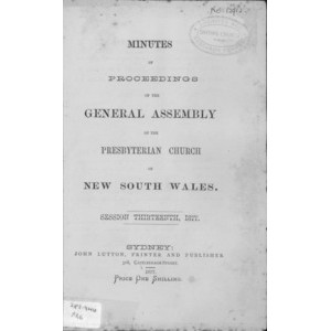 Minutes of Proceedings of the General Assembly of the Presbyterian Church of New South Wales