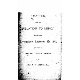 Matter and its relation to mind