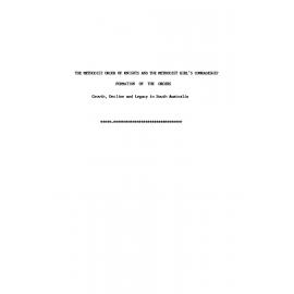 The Methodist Order of Knights and the Methodist Girl's Comradeship : formation of the orders