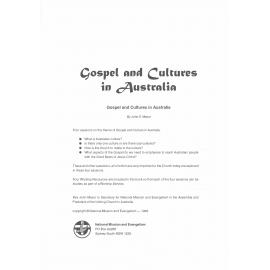 Gospel and cultures in Australia