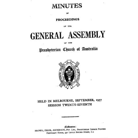 Minutes of the Proceedings of the General Assembly of the Presbyterian Church of Australia