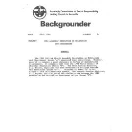 Backgrounder : 1982 Assembly resolution on militarism and disarmament