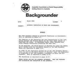 Backgrounder : Assembly resolution on peace and disarmament