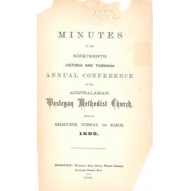 Minutes of the Victorian & Tasmanian Annual Conference of the Australasian Wesleyan Methodist Church