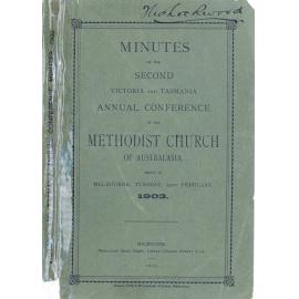 Minutes of the Victoria & Tasmania Annual Conference of the Methodist Church of Australasia