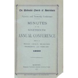 Minutes of the Victoria & Tasmania Annual Conference of the Methodist Church of Australasia
