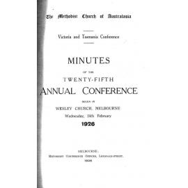Minutes of the Victoria & Tasmania Annual Conference of the Methodist Church of Australasia