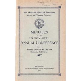 Minutes of the Victoria & Tasmania Annual Conference of the Methodist Church of Australasia