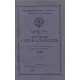 Minutes of the Victoria & Tasmania Annual Conference of the Methodist Church of Australasia