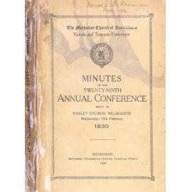 Minutes of the Victoria & Tasmania Annual Conference of the Methodist Church of Australasia