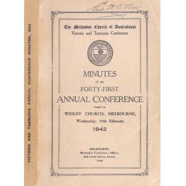 Minutes of the Victoria & Tasmania Annual Conference of the Methodist Church of Australasia