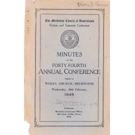 Minutes of the Victoria & Tasmania Annual Conference of the Methodist Church of Australasia