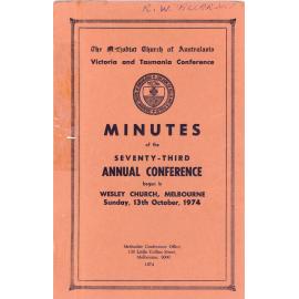 Minutes of the Victoria & Tasmania Annual Conference of the Methodist Church of Australasia