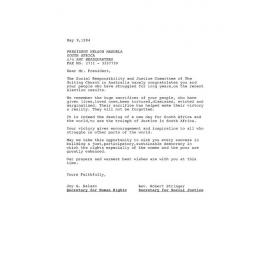 Letter to President Nelson Mandela