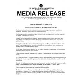 Media Release re Humanitarian crisis on Australia's doorstop