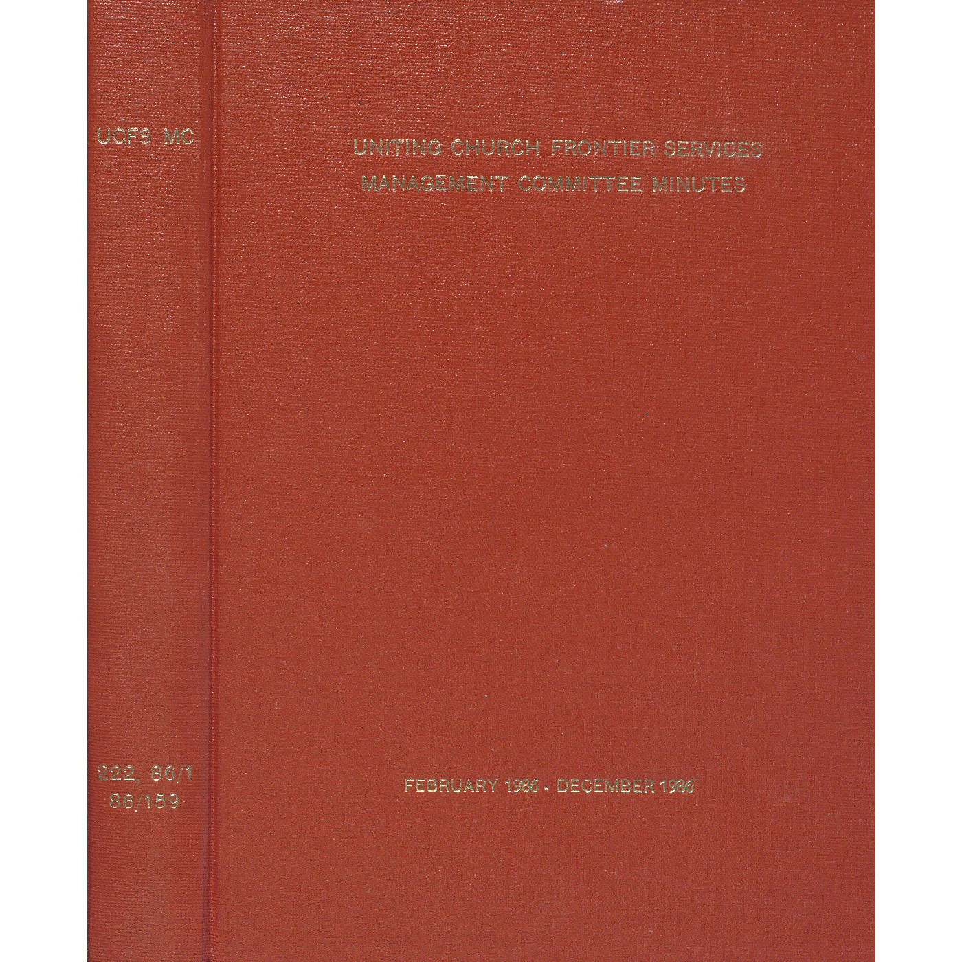 Frontier Services Management Committee Minutes 1986