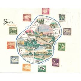 Nauru-Pleasant Island sketch map and stamps