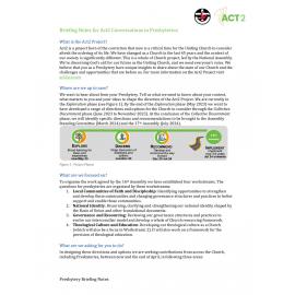 Explore Phase : Briefing notes for Act2 conversations in Presbyteries
