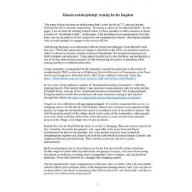 Mission and discipleship: training for the kingdom