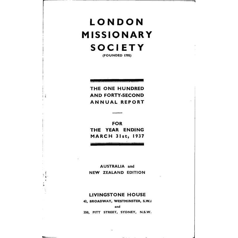 London Missionary Society (LMS). Annual Reports