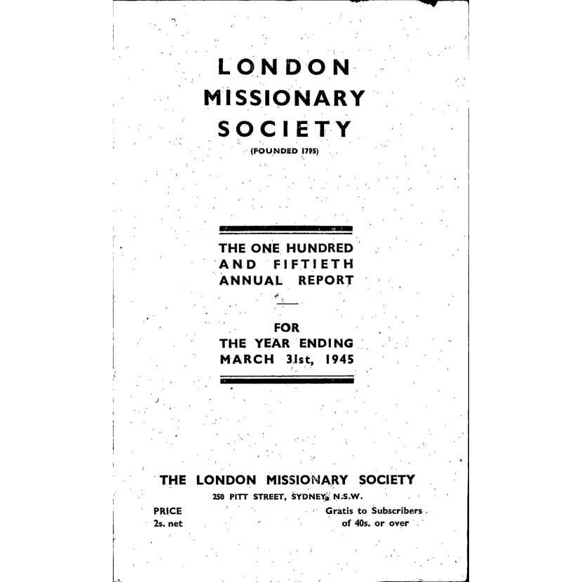 London Missionary Society (LMS). Annual Reports