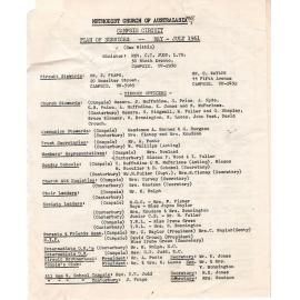 Campsie Methodist Circuit - Plan of Services May - July 1961