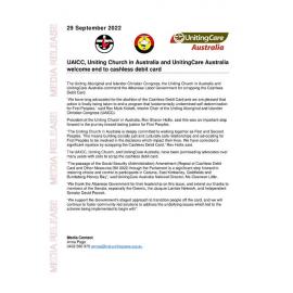 UAICC, UCA and UnitingCare Australia welcome end to cashless debit card