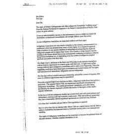 Letter to 'Age' re Native Title