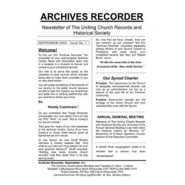 Archives Recorder Sept. 2005 (Newsletter of the Uniting Church Records & Historical Society)