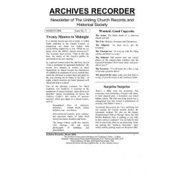 Archives Recorder March 2006 (Newsletter of the Uniting Church Records & Historical Society)