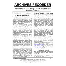 Archives Recorder Dec. 2006 (Newsletter of the Uniting Church Records & Historical Society)