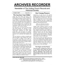 Archives Recorder March 2007 (Newsletter of the Uniting Church Records & Historical Society)