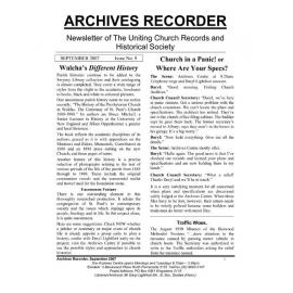 Archives Recorder Sept. 2007 (Newsletter of the Uniting Church Records & Historical Society)