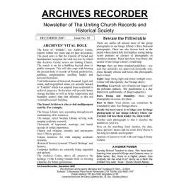 Archives Recorder Dec. 2007 (Newsletter of the Uniting Church Records & Historical Society)