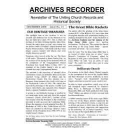 Archives Recorder Dec. 2008 (Newsletter of the Uniting Church Records & Historical Society)